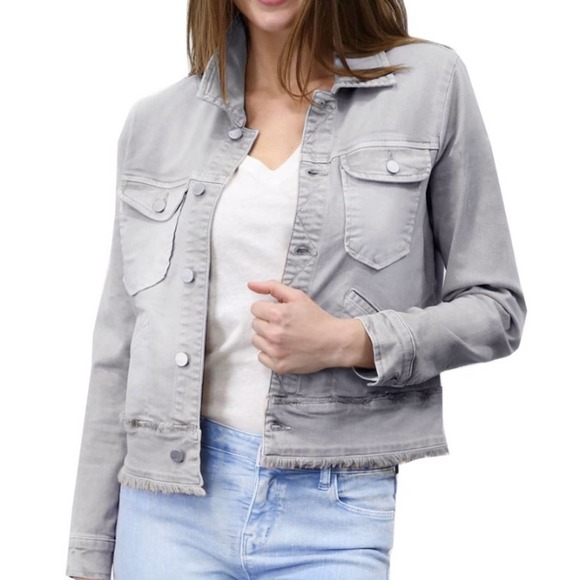 Wash Lab Ruffle My Feathers Cropped Jean Jacket XS - Picture 8 of 9